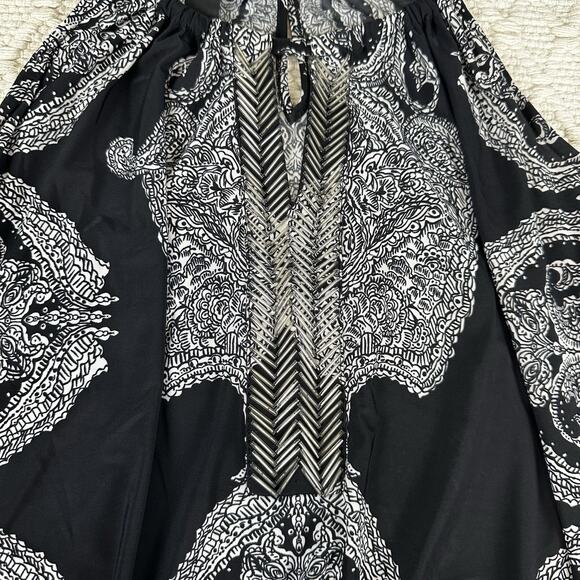 INC International Concepts Black Paisley Beaded Halter Top Women's Small - Picture 2 of 6